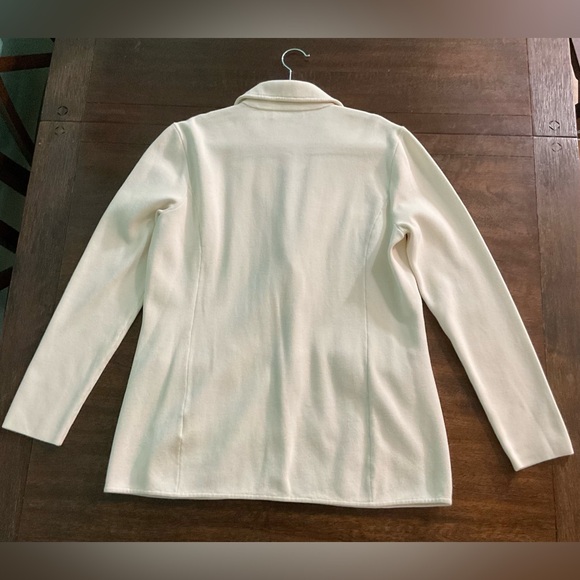 Vintage Lauren Ralph Lauren Women’s Winter Ivory Cotton Knit Blazer Size Large - Picture 8 of 10